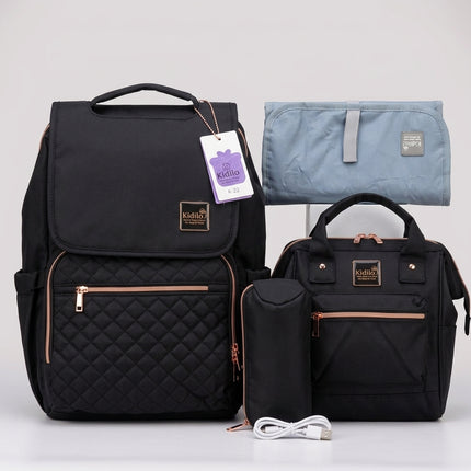 Kidilo All-in-One Diaper Bag with heat USB K22 SET -حقيبة أطفال