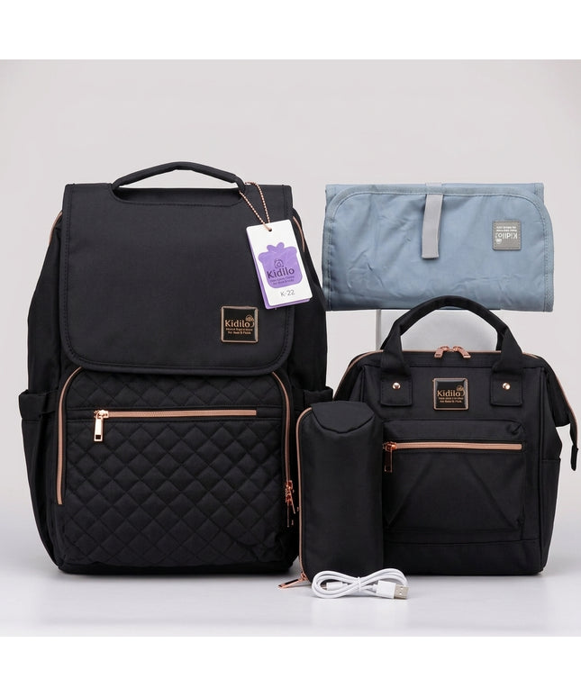 Kidilo All-in-One Diaper Bag with heat USB K22 SET -حقيبة أطفال