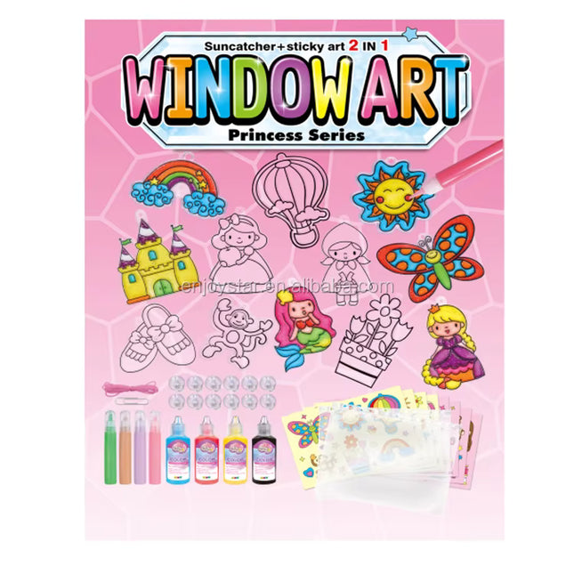 2-in-1 Window Art Princess Series Sticker Painting Set | مجموعة تلوين وملصقات فن النوافذ للأميرات 2 في 1