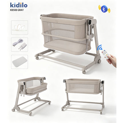 Kidilo KB508 Smart Electric Bedside Crib with Bluetooth & Remote Control – سرير أطفال جانبي كهربائي ذكي كيديلو KB508 بالبلوتوث والريموت