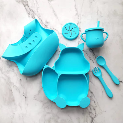 Silicone food set and two silicone spoons | طقم طعام سيليكون ومعلقتين سيليكون