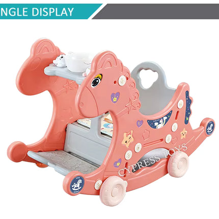 3-in-1 Kids Rocking Horse, Ride-On & Activity Seat with Music and Lights – 6M+ - pink - 2