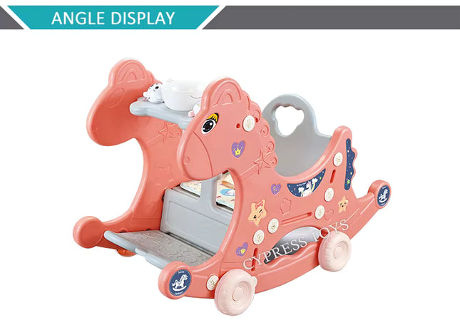 3-in-1 Kids Rocking Horse, Ride-On & Activity Seat with Music and Lights – 6M+