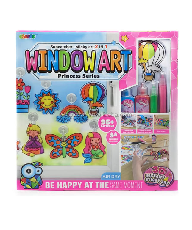 2-in-1 Window Art Princess Series Sticker Painting Set | مجموعة تلوين وملصقات فن النوافذ للأميرات 2 في 1