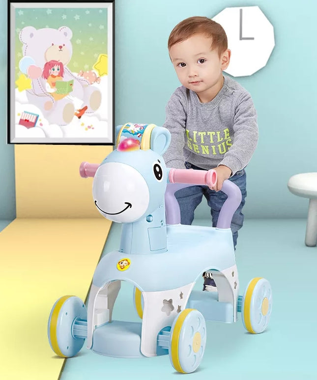 Kids Pony Fun Music Walker Ride-On Toy with Lights & Music | مشاية أطفال بشكل حصان مع موسيقى وإضاءة