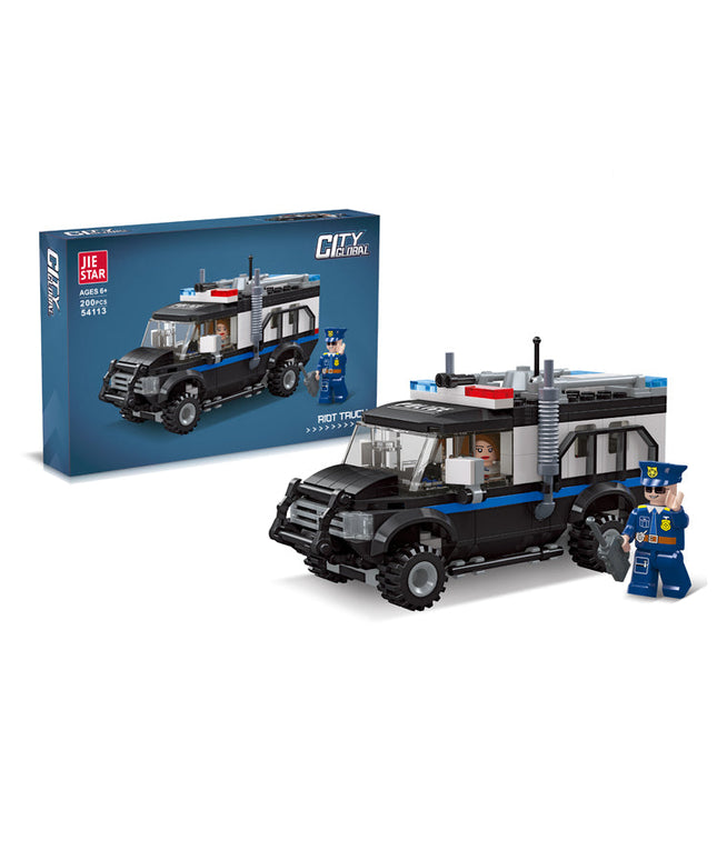 JIE STAR City Riot Truck Building Block Set – Model 54113 | لعبة تركيب شاحنة مكافحة الشغب من جي ستار سيتي – موديل 54113