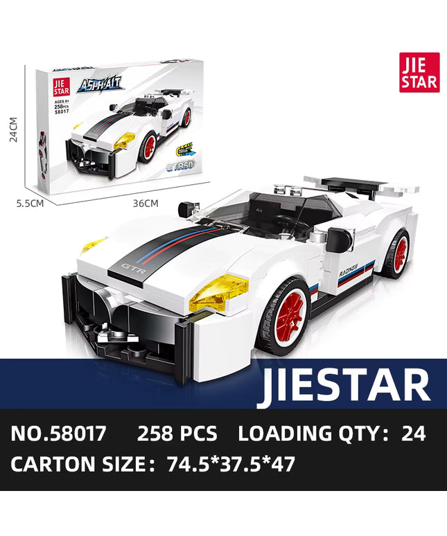 JIE STAR GT Racing Car Building Block Set – 258 Pieces | لعبة تركيب سيارة سباق جي تي من جي ستار – 258 قطعة