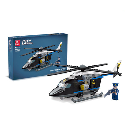 JIE STAR City Police Helicopter Building Block Set – Model 54111 | لعبة تركيب هليكوبتر الشرطة من جي ستار سيتي – موديل 54111