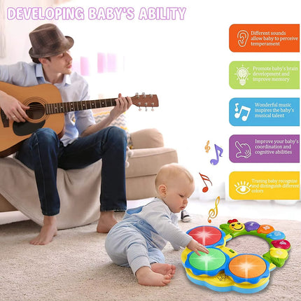 2-in-1 Baby Musical Piano & Drum Toy -لعبة بيانو وطبلة موسيقية للأطفال 2 في 1