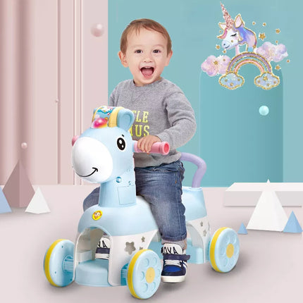 Kids Pony Fun Music Walker Ride-On Toy with Lights & Music | مشاية أطفال بشكل حصان مع موسيقى وإضاءة