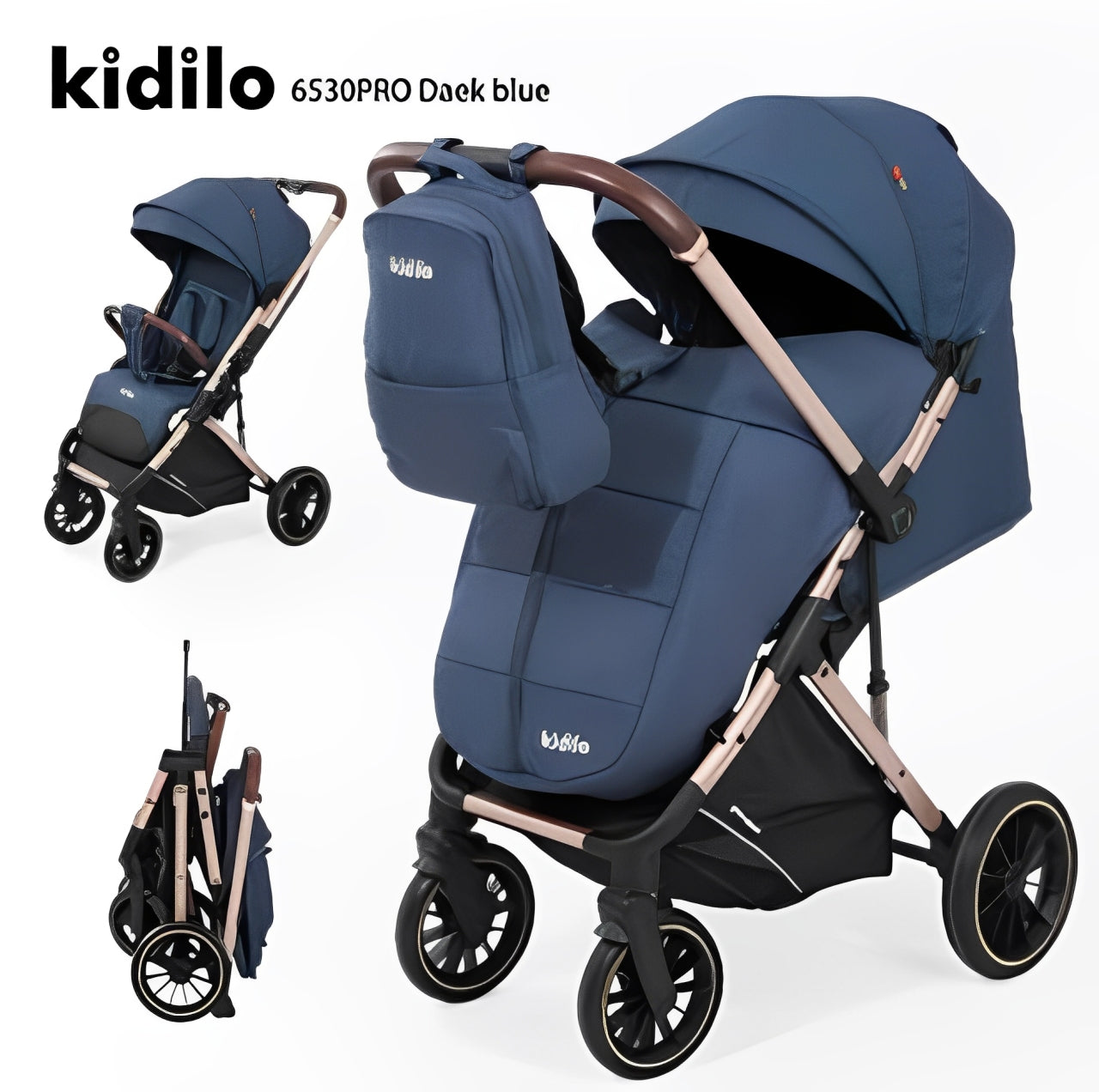 Kidilo Flip Arm Stroller with Mom Backpack 6530PRO | عربية كيديلو ذراع قلاب مع شنطة ظهر للام