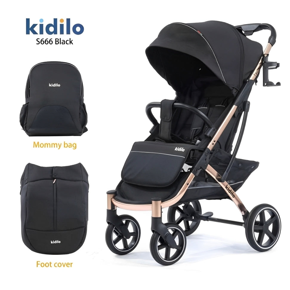 Kidilo Stroller with Mommy Bag + Winter Cover S666 | عربة أطفال من كيديلو مع حقيبة للأم وكفر شتوي