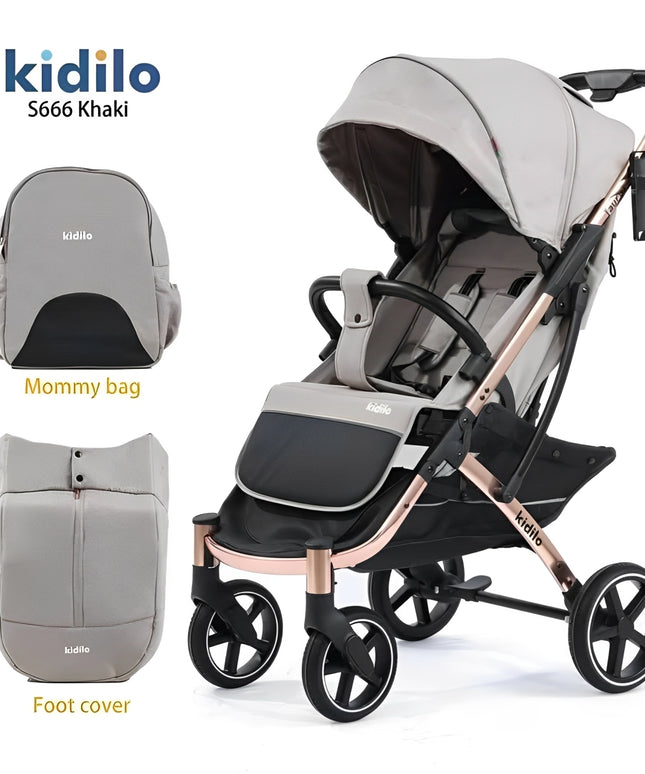 Kidilo Stroller S666 with Mommy Bag + Winter Cover | عربة أطفال من كيديلو مع حقيبة للأم وكفر شتوي