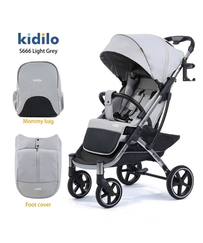 Kidilo Stroller S666 with Mommy Bag + Winter Cover | عربة أطفال من كيديلو مع حقيبة للأم وكفر شتوي