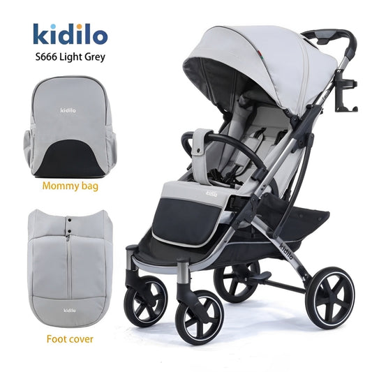 Kidilo Stroller with Mommy Bag + Winter Cover S666 | عربة أطفال من كيديلو مع حقيبة للأم وكفر شتوي