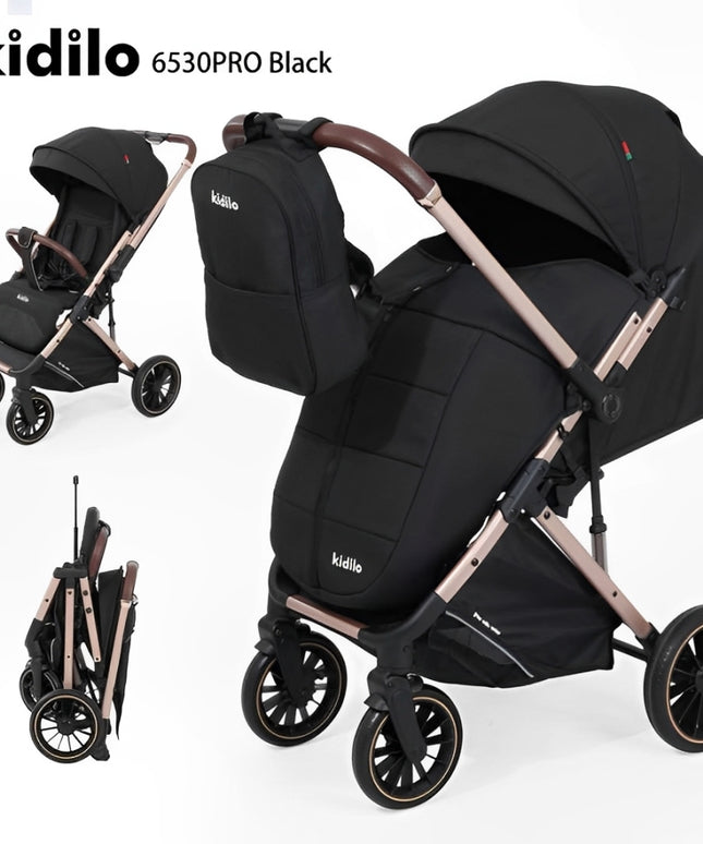 Kidilo 6530 PRO with Mom Backpack and Cover |  عربية كيديلو ذراع قلاب مع شنطة ظهر و غطاء