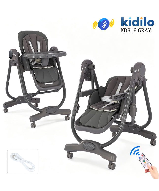 Kidilo KD818 Electric Baby High Chair & Swing with Bluetooth and Remote Control – كرسي طعام ومرجيحة أطفال كهربائية كيديلو KD818 بالبلوتوث والريموت