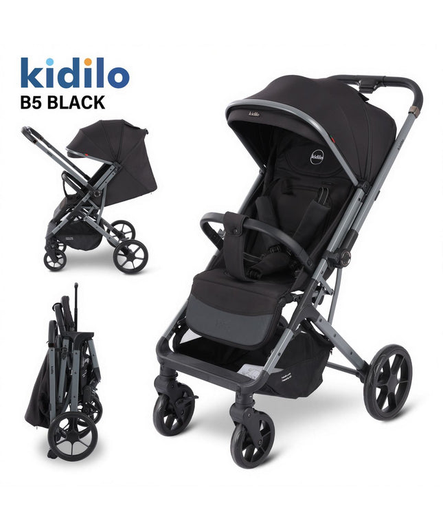 Kidilo B5 Foldable Baby Stroller - black