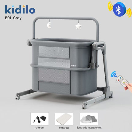 Kidilo B01 Smart Electric Bedside Crib with Bluetooth & Remote Control – سرير أطفال جانبي كهربائي ذكي كيديلو B01 بالبلوتوث والريموت