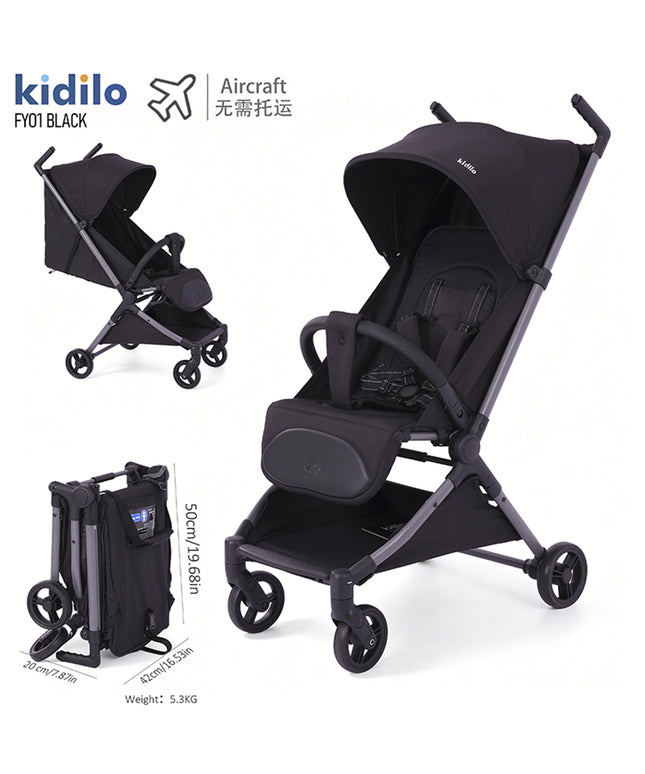 Kidilo FY01 Lightweight Cabin Travel Stroller - black