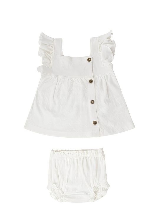 Junior Rouned Dress Set Baby Girl - offWhite