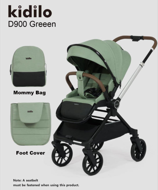 Kidilo Stroller with Mommy Bag + Foot Cover D900 | عربة أطفال من كيديلو مع حقيبة للأم وغطاء للقدمين