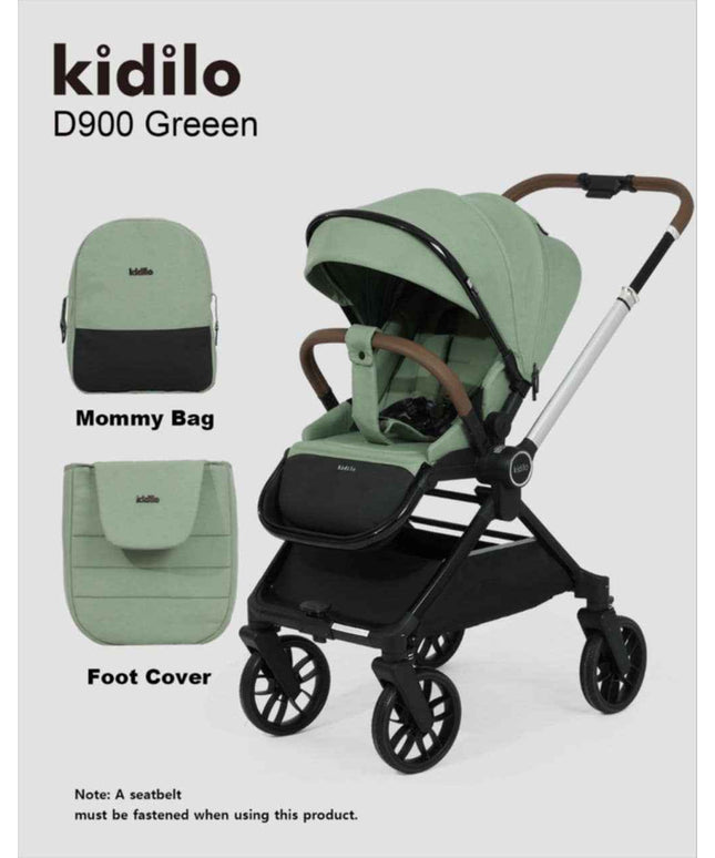 Kidilo Stroller with Mommy Bag + Foot Cover D900 | عربة أطفال من كيديلو مع حقيبة للأم وغطاء للقدمين