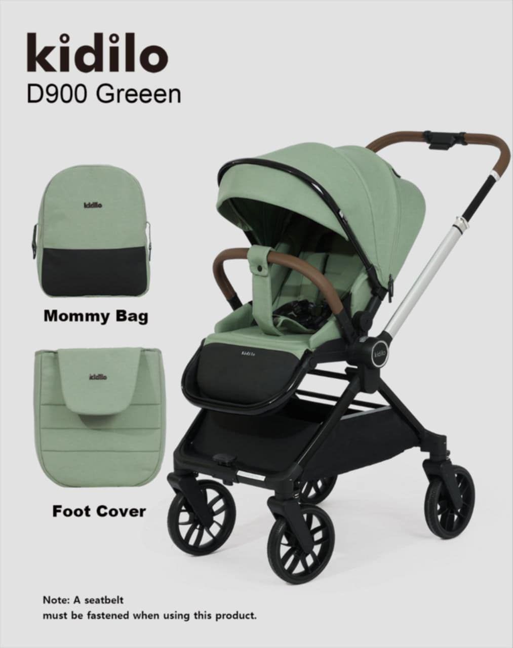 Kidilo Stroller with Mommy Bag + Foot Cover D900 | عربة أطفال من كيديلو مع حقيبة للأم وغطاء للقدمين