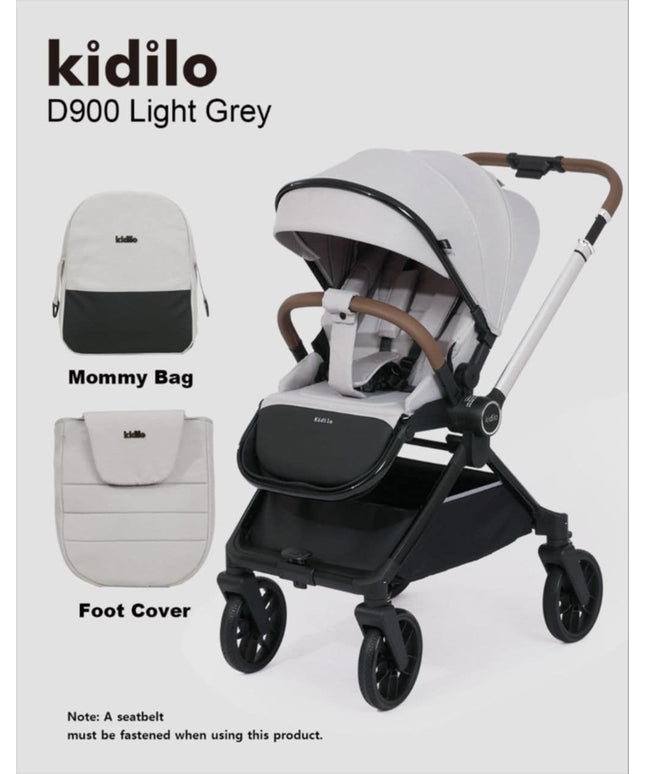 Kidilo Stroller with Mommy Bag + Foot Cover D900 | عربة أطفال من كيديلو مع حقيبة للأم وغطاء للقدمين