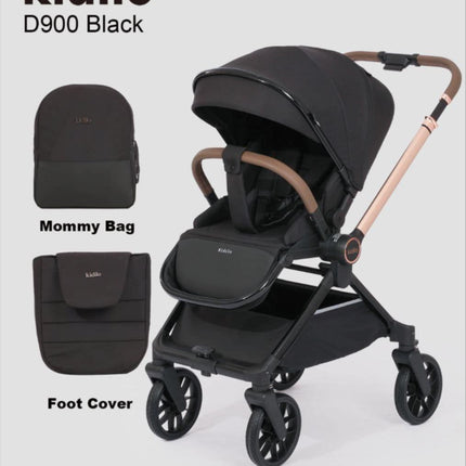Kidilo Stroller with Mommy Bag + Foot Cover D900 | عربة أطفال من كيديلو مع حقيبة للأم وغطاء للقدمين