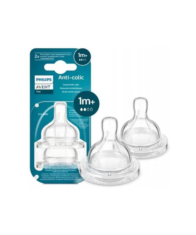 Philips Avent Anti colic Baby Teat slow flow 1m+ ( 2 Pack)