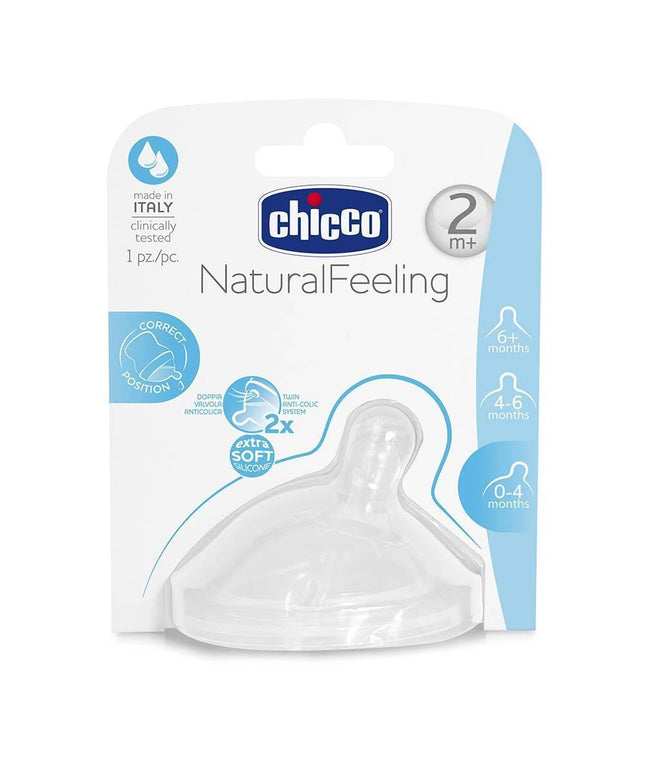 Chicco Natural Feeling Step-up Baby Bottle Teat 2m+ Medium 1 Pc | حلمة رضاعة الأطفال تشيكومقاس متوسط، عمر شهرين فما فوق، قطعة واحدة