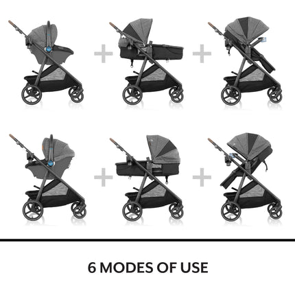 Evenflo Shyft Intuiti+ Travel System Featuring Revolve180 LiteMax NXT Preemie and Infant Car Seat with SensorySoothe