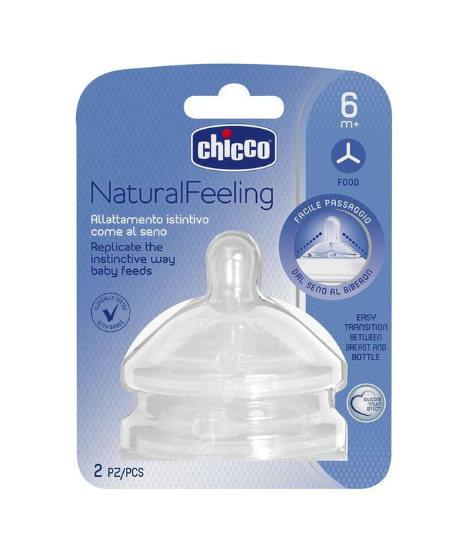 Chicco Natural Feeling Teat 6m+ Food Flow 2 pcs | حلمة تشيكو نتشورال فيلينج لعمر 6 أشهر فما فوق قطعتان |