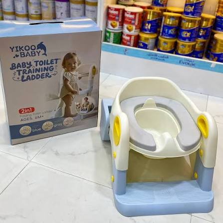 Yikoo Baby 2-in-1 Folding Toilet Training Seat with Step Ladder – 6M+ | مقعد تدريب الحمام للأطفال Yikoo Baby ‏2 في 1 قابل للطي مع سلم – +6 شهور