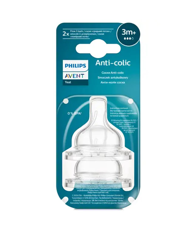 Philips Avent Anti colic Baby Teat Medium flow 3m+ ( 2 Pack)