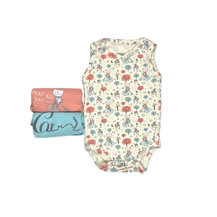 Junior Baby Bodysuit Sleeveless Baby Girl - Pink, Blue,Beige