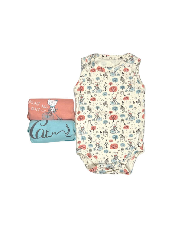 Junior Baby Bodysuit Sleeveless Baby Girl - Pink, Blue,Beige