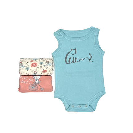 Junior Baby Bodysuit Sleeveless Baby Girl - Pink, Blue,Beige