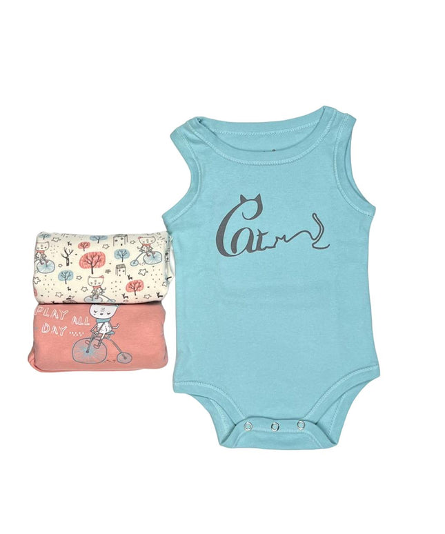 Junior Baby Bodysuit Sleeveless Baby Girl - Pink, Blue,Beige