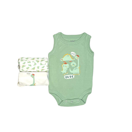Junior Baby Bodysuit Sleeveless Baby Girl - Green,Animal Print