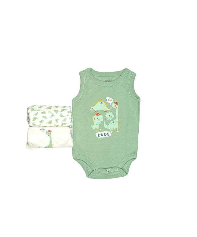 Junior Baby Bodysuit Sleeveless Baby Girl - Green,Animal Print