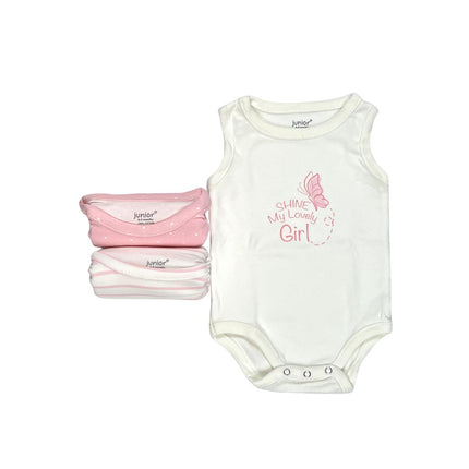 Junior Baby Bodysuit Sleeveless Baby Girl -Beige ,Pink