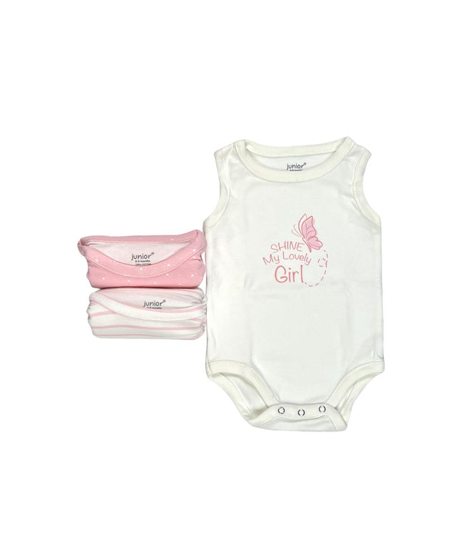 Junior Baby Bodysuit Sleeveless Baby Girl -Beige ,Pink