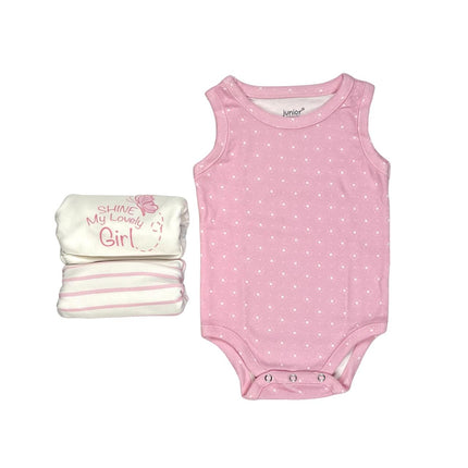 Junior Baby Bodysuit Sleeveless Baby Girl -Beige ,Pink