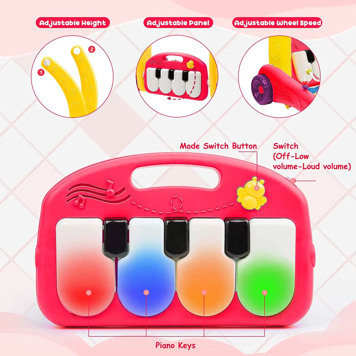 2 in 1 Multifunctional Baby Pedal Piano & Baby Walker - مشايه و بيانو