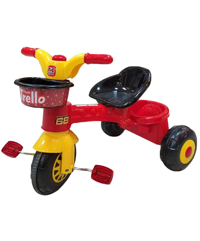 Kids Pedal Tricycle with Comfortable Seat & Front Basket black| دراجة أطفال ثلاثية البدالات بمقعد مريح وسلة أمامية